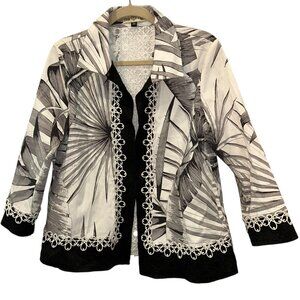 paola poggi black white palm fronds photo print balzer jacket 36 M